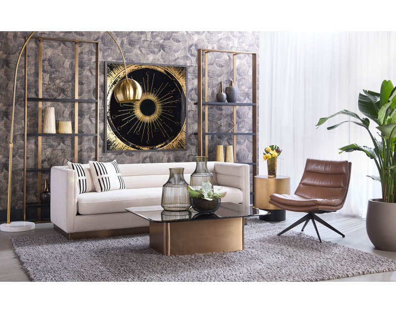 Ikon Arched Floor Lamp, Brass/White, Brass