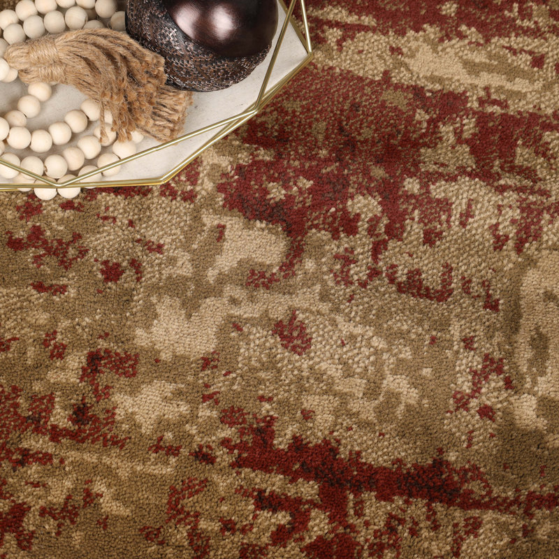 Tapis de couloir à motif de dégradé moderne rouge-brun délavé à l'acide, Rectangle 4pi x 6 pi