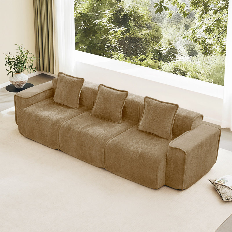Canapé en velours Boneless Harrison LSF & RSF, Brun, H 31,1 po x l 108,66 po x P 38,2 po, 3