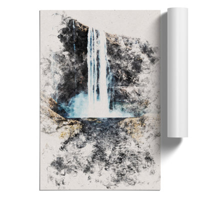Path to a Waterfall in Iceland Watercolour - Frameless Print