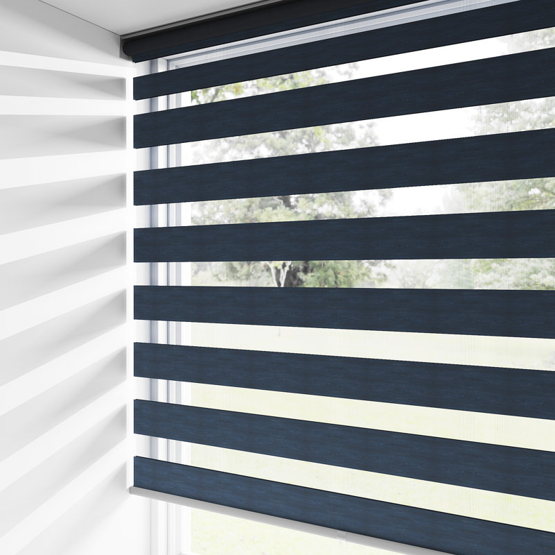 Store à enroulement semi-transparent Zebra, L 58 po x L 85 po, Bleu