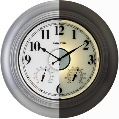 Grande horloge murale contemporaine contemporaine avec thermomètre imperméable, 21 pouces