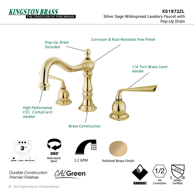 Robinet de salle de bain espacé Kingston, Bronze huilé