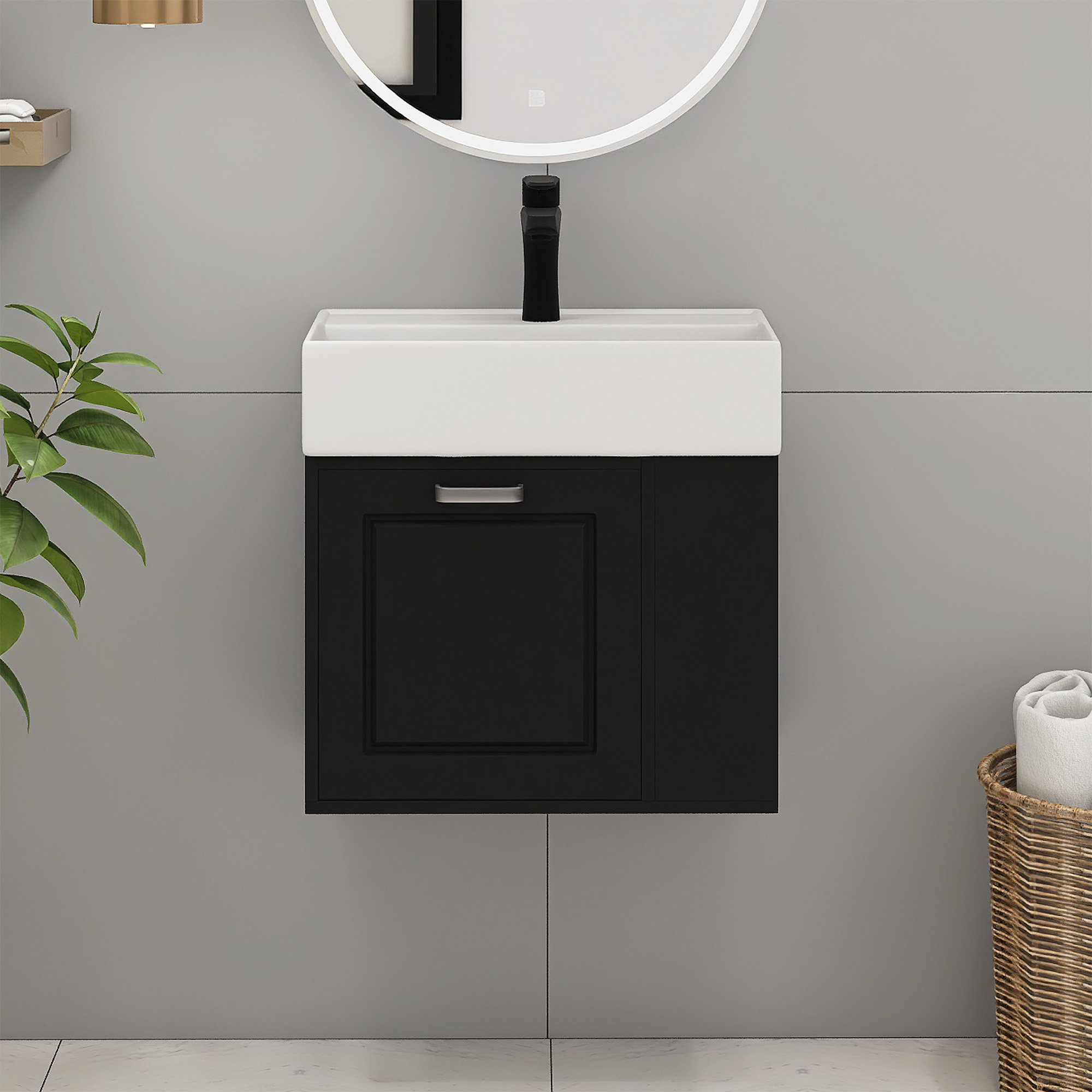 Winston Porter 21.8 Inch Wall Mounted Floating Bathroom Vanity With ...