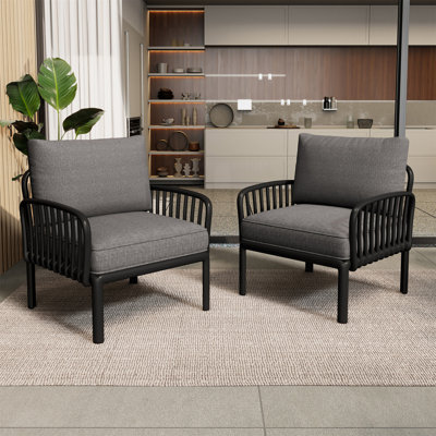 Fauteuil club d'extérieur moderne avec coussins épais et imperméables
