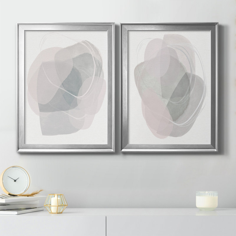 «River Jewels I», ensemble de 2 peintures sur toiles, Toile avec cadre argenté, H 18,5 po x l 49 po x P 1,5 po