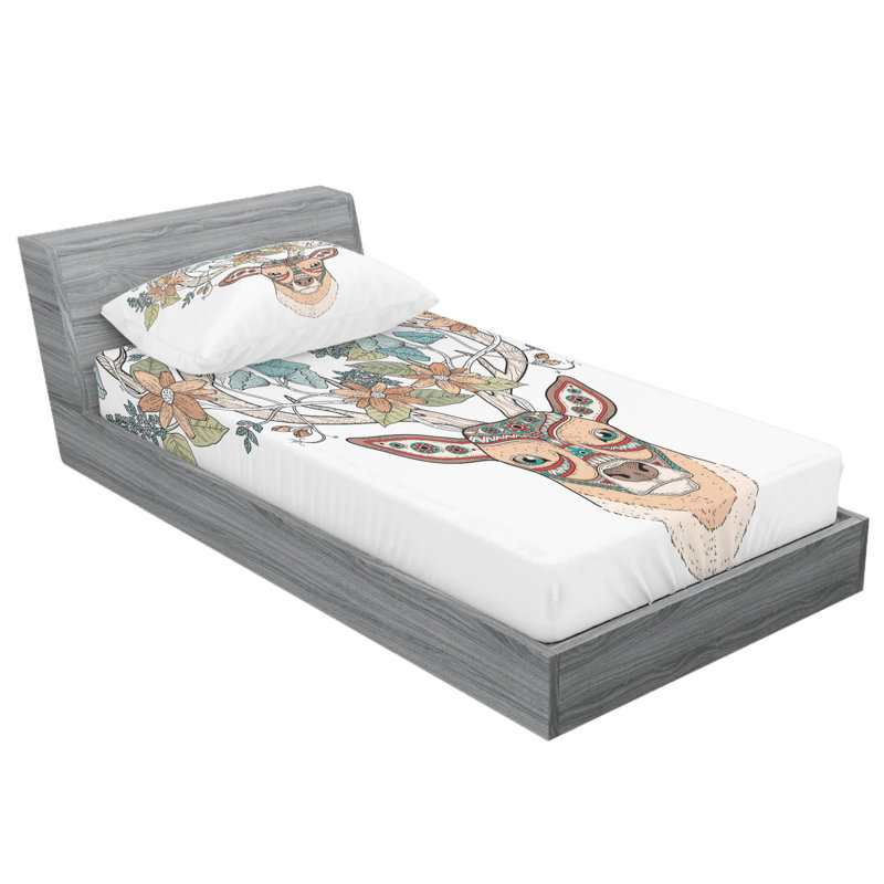 Microfiber Floral Sheet Set, Twin XL Sheet Set with Fitted Sheet