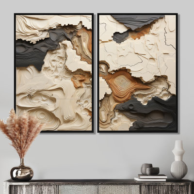Art mural sur toile beige et brun