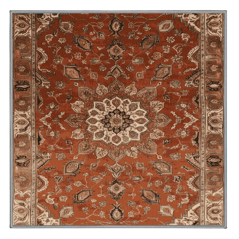 Machine Washable Persian Brown Area Rug, Square 8'