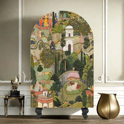 Armoire arquée avec tablettes et tringle à vêtements