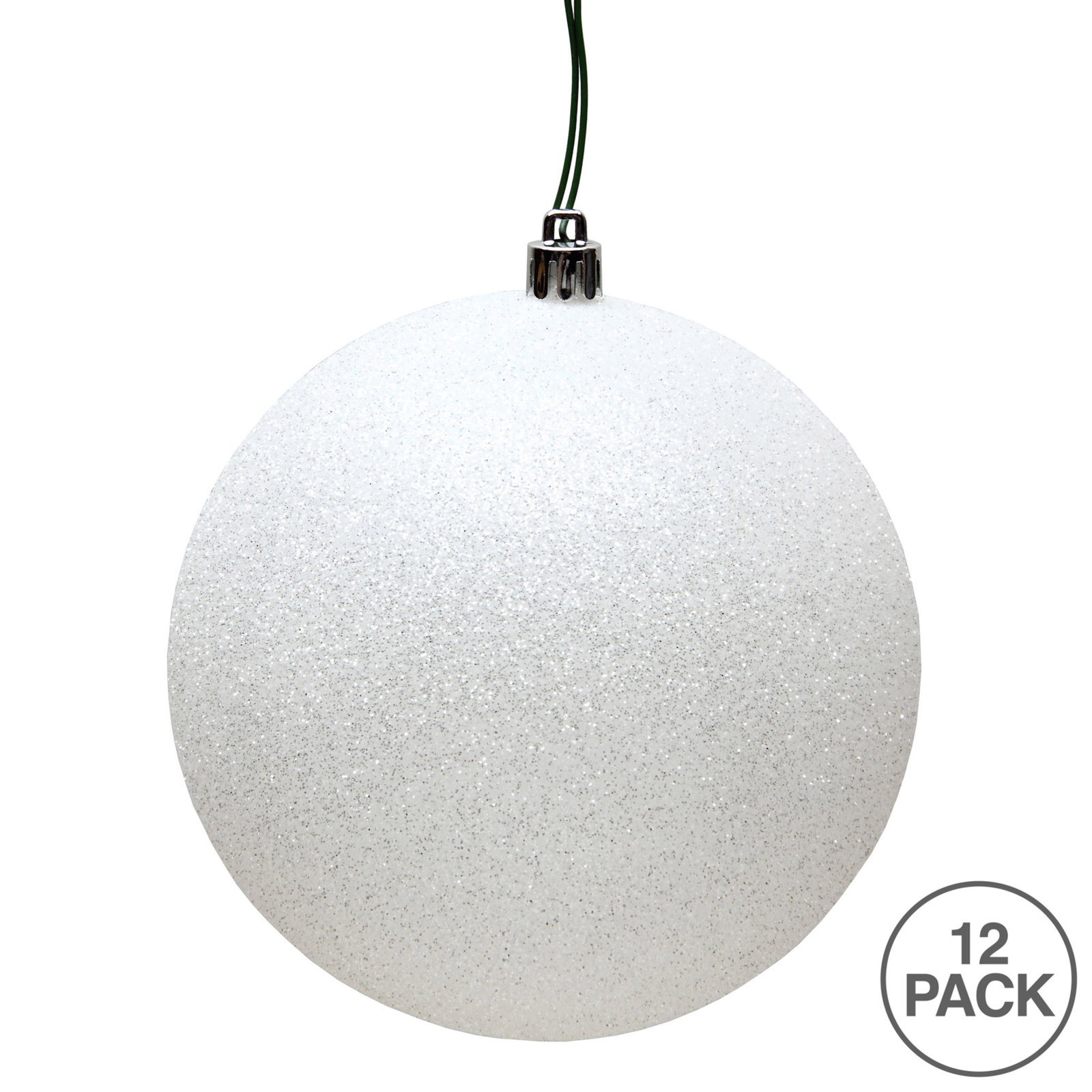 Holiday Décor Ball Ornament, 2.75" H x 2.75" W x 2.75" D, White Glitter
