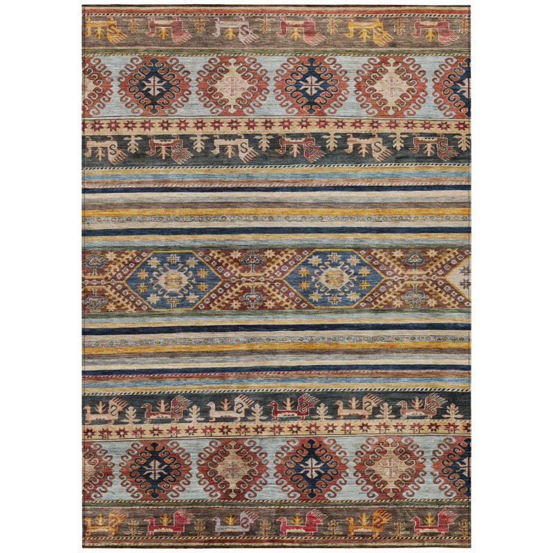 Claritha Orange Washable Indoor-Outdoor Rug - LOOMLAN, 8' x 10'