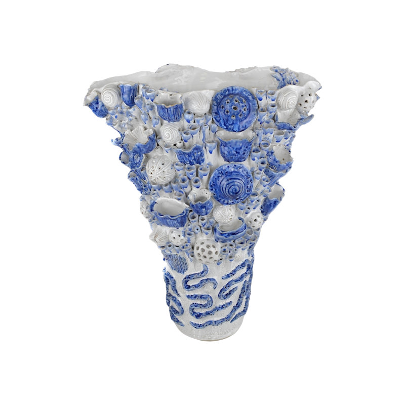 Coral Reef Handmade Ceramic / Porcelain Table Vase, 17" H x 8.75" W x 16" D