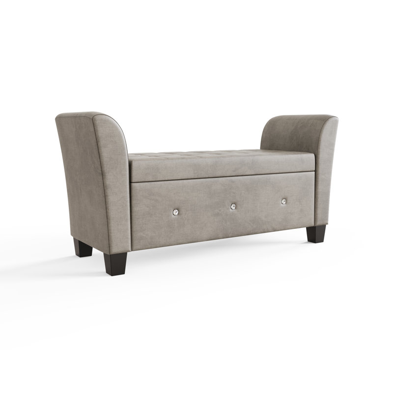 Armstrong Upholstered Storage Bench, Silver