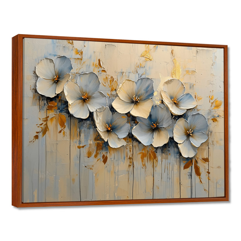 Moung - Floral Wall Art, H 30 po x l 40 po, Impression encadrée flottante, Brun