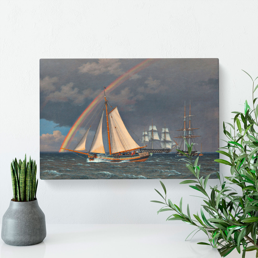 Rainbow At Sea by Christoffer Wilhelm Eckersberg - Wrapped Canvas