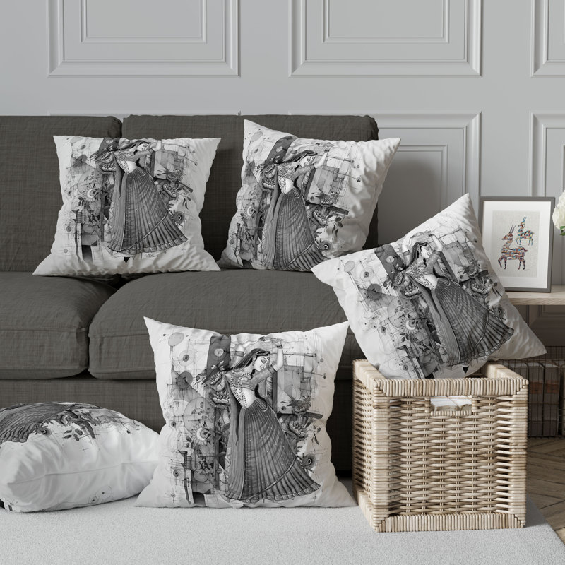 Coussin en suède gracieux avec housse amovible, Gris, H 16 po x l 16 po