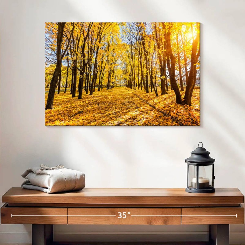 Chemin d'automne ensoleillé Alvord, H 16 po x l 24 po