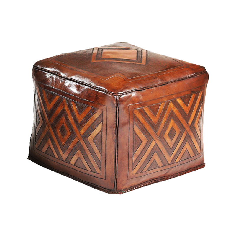 Repose-pieds cubique en cuir véritable de 18 po de largeur