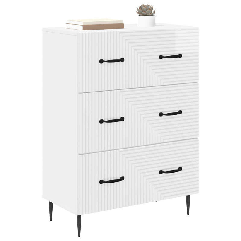 3 -Drawer Rectangle Accent Chest, High Gloss White