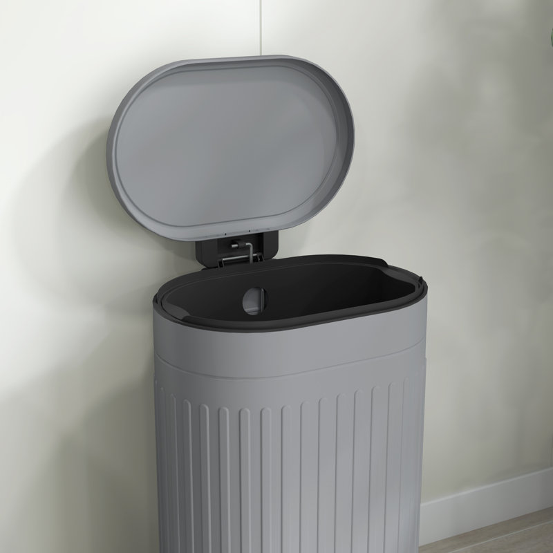 HOMCOM Pedal Bin Fingerprint Proof Soft-close Lid, 7.9, Grey