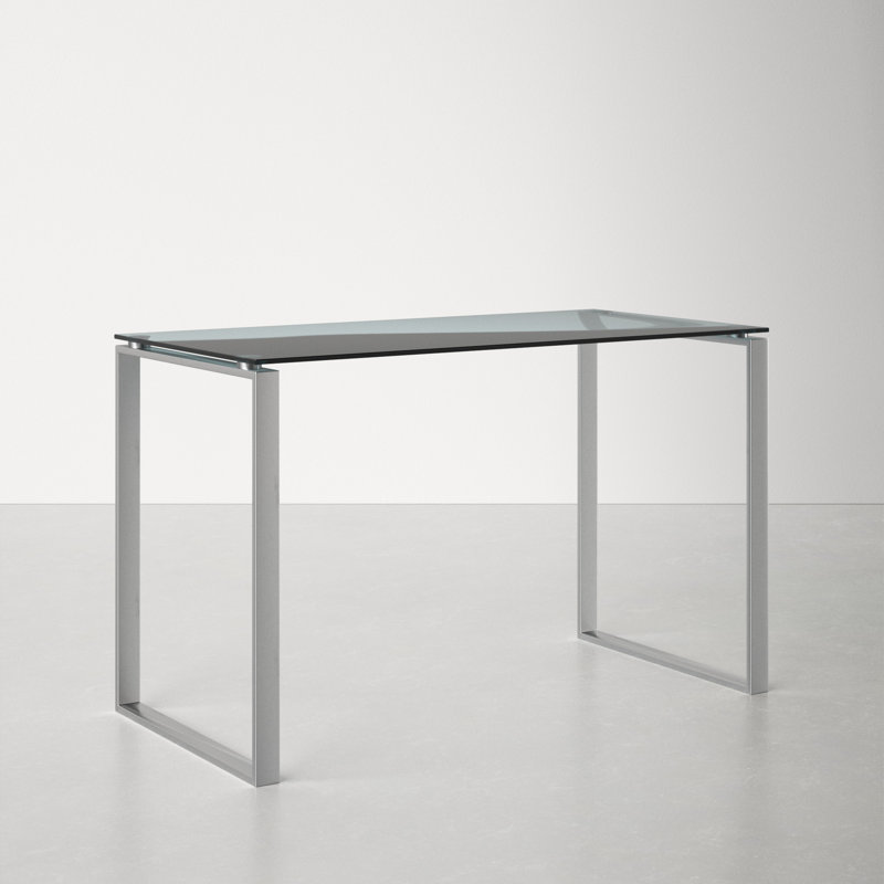 Orion Glass Top Metal Base Writing Desk, Silver