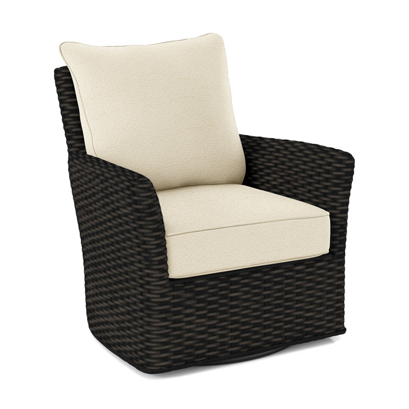 Lanai Upholstered Swivel Armchair, Ivory Crypton Performance; 0886-91, Antique Black