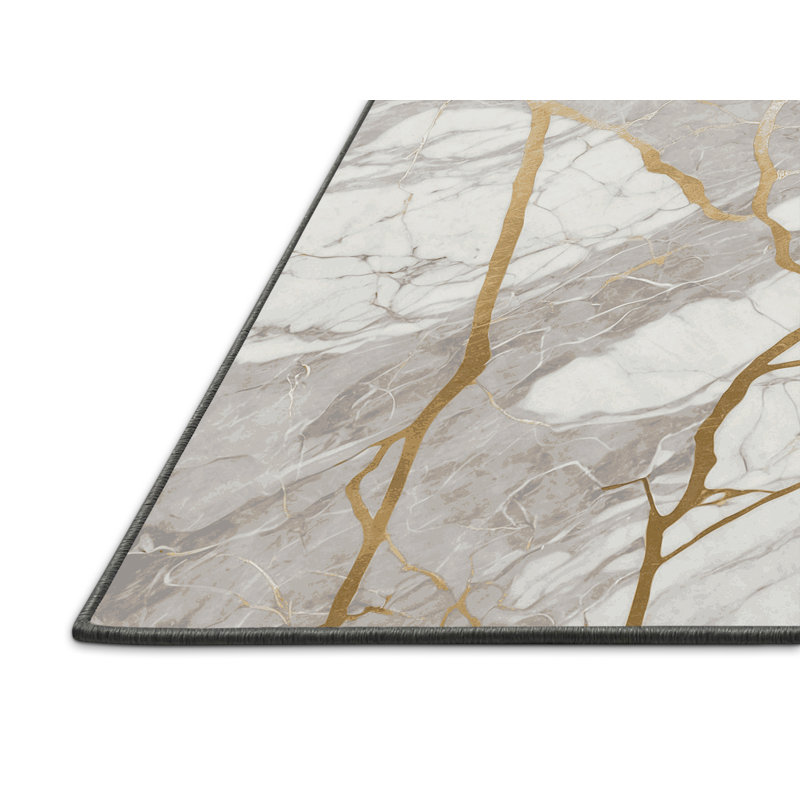 Tapis gris soyeux et moelleux, Rond 5 pi