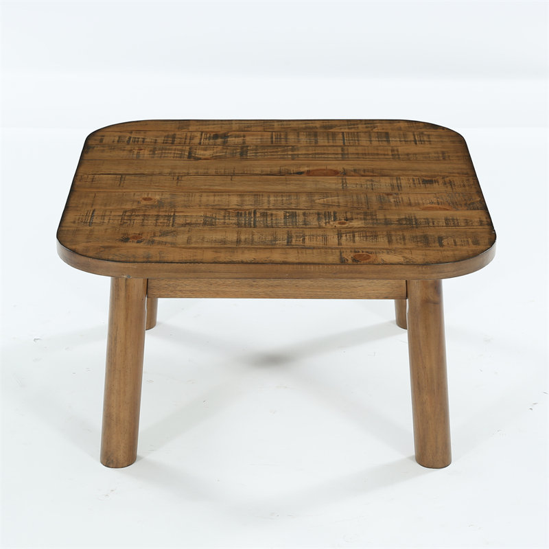 31.5" Solid Wood Coffee Table, Square Center Table With Rounded Edge, Farmhouse Living Room Table, Easy Assembly