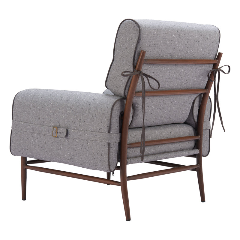 Gray Polyester and Metal Contemporary Accent Chair