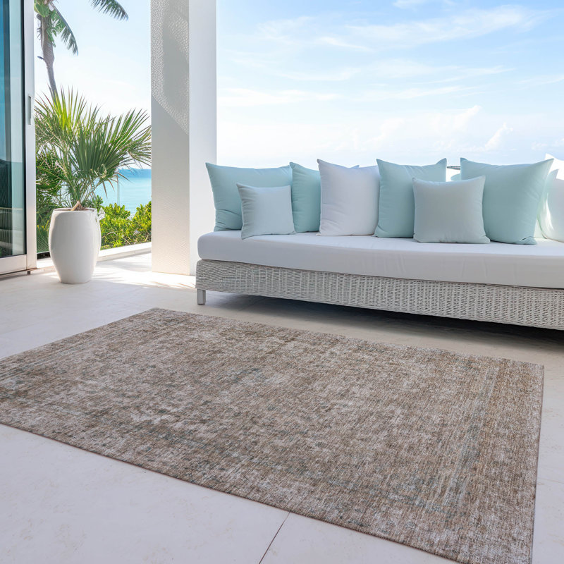 Tapis intérieur / extérieur brun Felissae, 9 pi x 12 pi