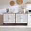 Buffet de rangement 94,47 "avec portes et tablettes, noyer et blanc, 3 pièces-133866827