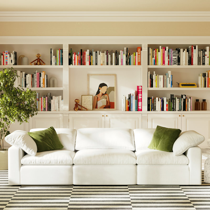 Wonardo 118'' Upholstered Sofa, Cotton White