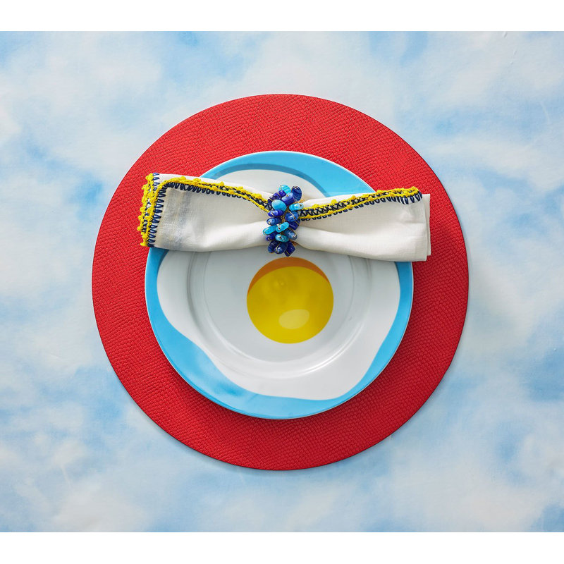 Knot Edge Linen Napkin, Blue/Yellow/White