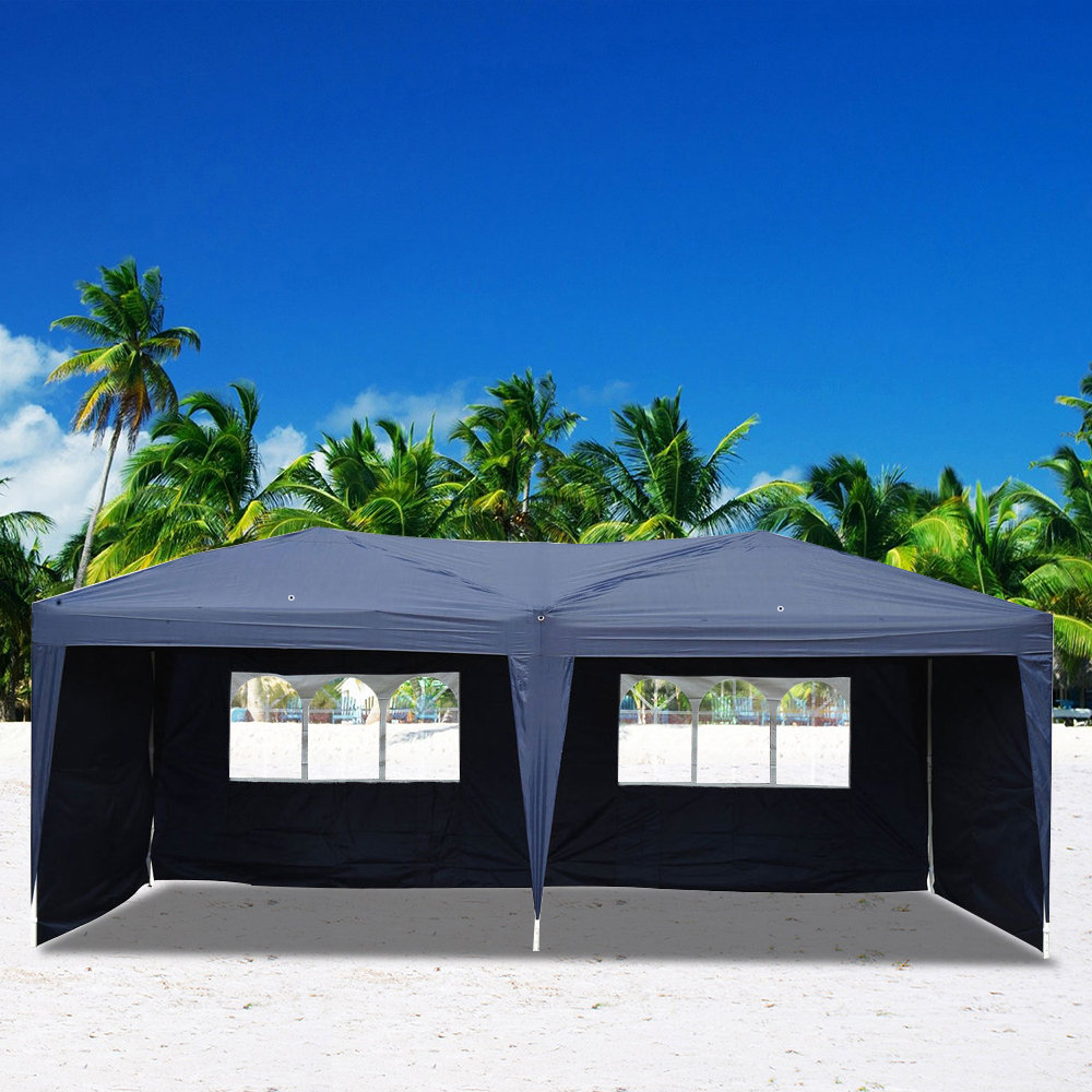 20 ft. W x 10 ft. D Steel Pop-Up Canopy Ktaxon Roof Color: Blue