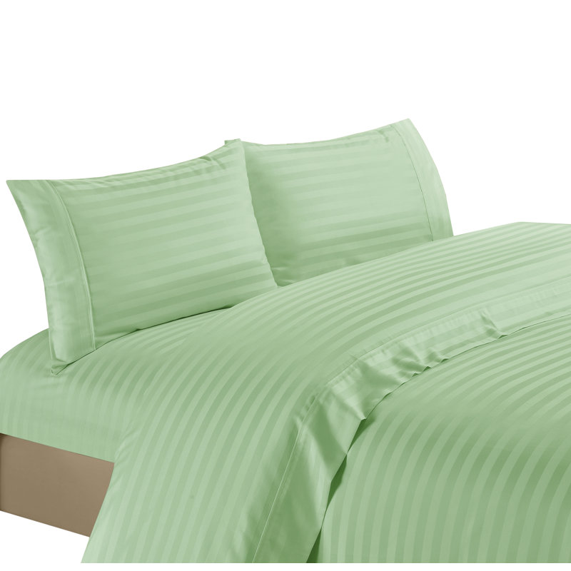 Ensemble de draps 100% satin de coton 1200 fils, Double, Sauge
