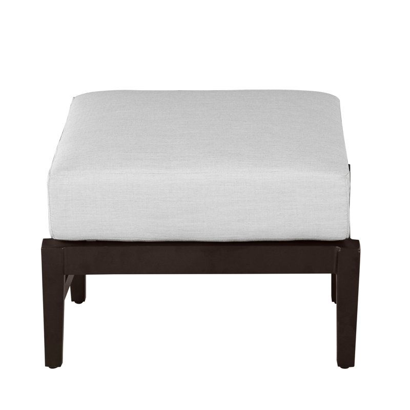Repose-pieds d'extérieur en aluminium forgé Croquet, Welt + Standard Fill, Frond Chambray, Mahogany