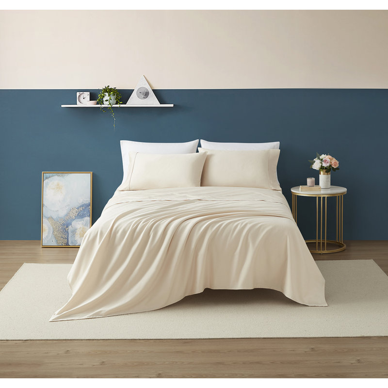 Ensemble de draps 100% coton 400 fils Remick, Double, Rose pâte
