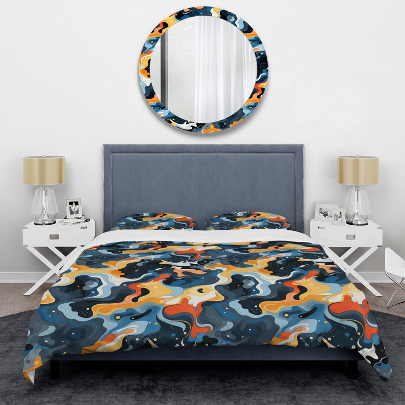 Celestial Harmony Cosmic Flow I - Ensemble de housse de couette abstrait, Housse de couette pour grand lit et 2 taies décor