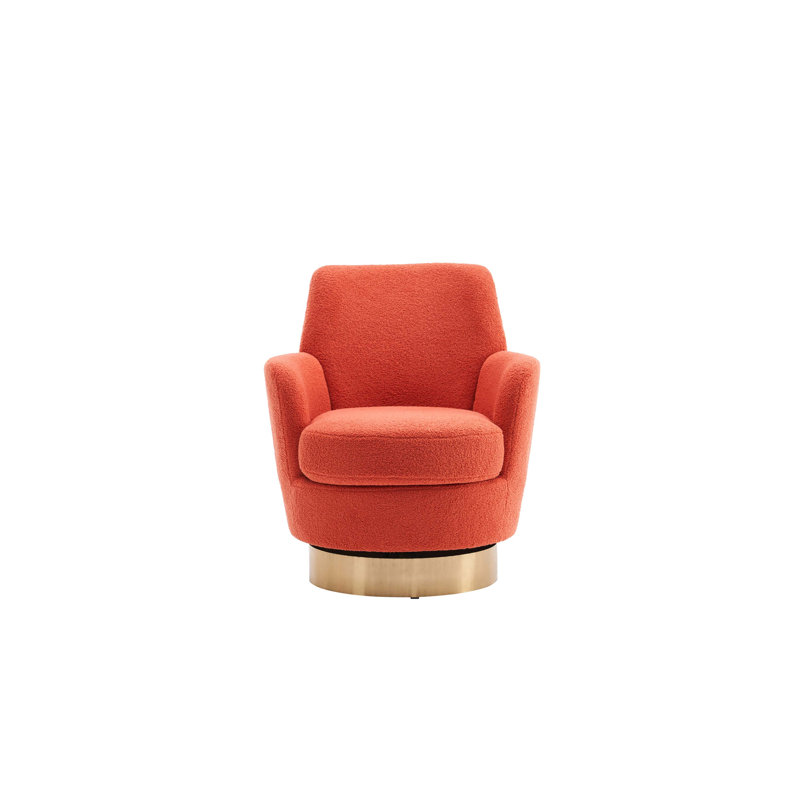 Fauteuil demi-tonneau pivotant Teddy, Tissu orange