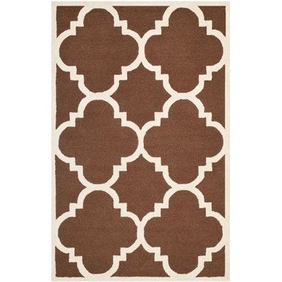 Tapis brun foncé / ivoire en laine touffeté à la main Cannen