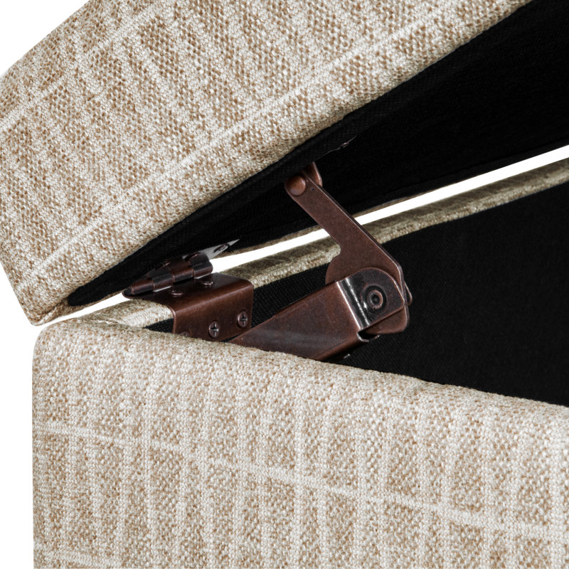 Besart Upholstered Storage Bench, Tan Geometric