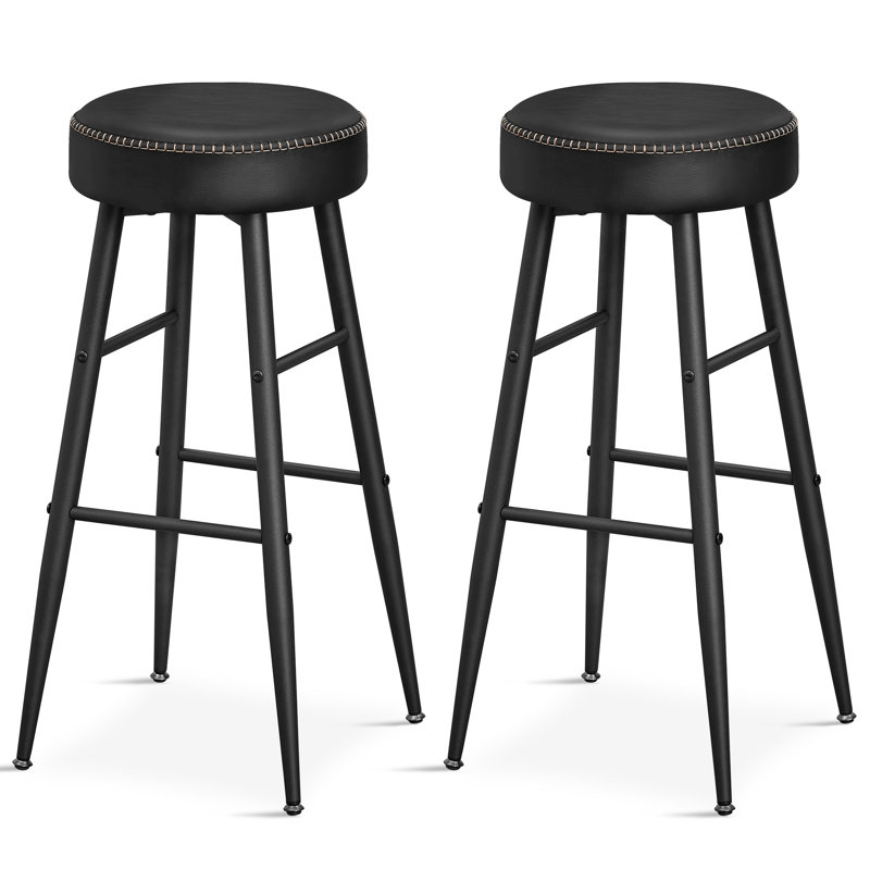 Ide Upholstered Counter Stool with Metal Frame, Ink Black, 76.2cm