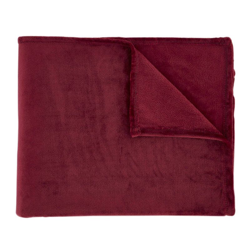 Raschel Velvet Touch Blanket Throw, 200cm x 240cm, Red
