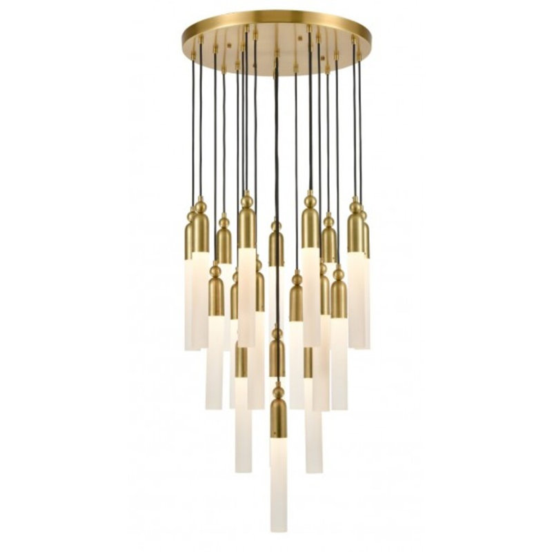 Luminaire suspendu grappe 19 lumières Fusion, Laiton vieilli