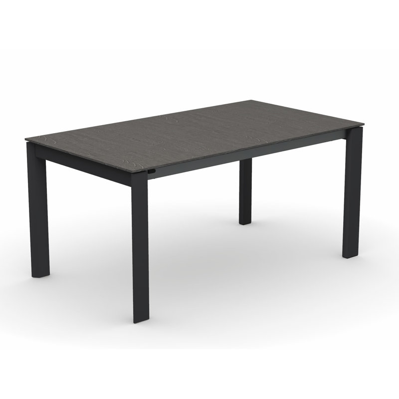 Eminence Extendable Solid Wood Dining Table, Matte Optic White, 35.5" W x 51.25" L, Beton Gray Melamine