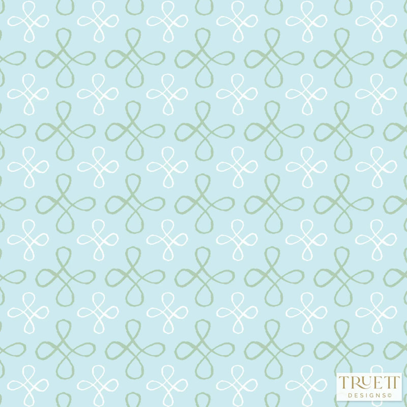 Palace Floor Small Repeat Luxury Wallpaper, Blue/Sage Green, Cellulose/Polyester