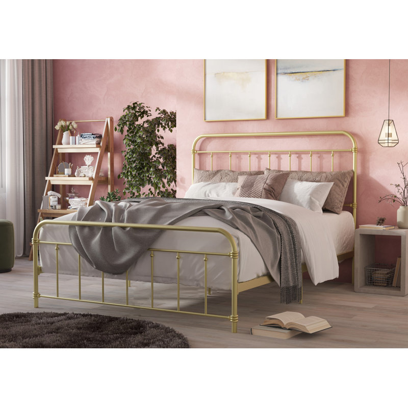 Aldiana Metal Slat Bed, Queen, Gold