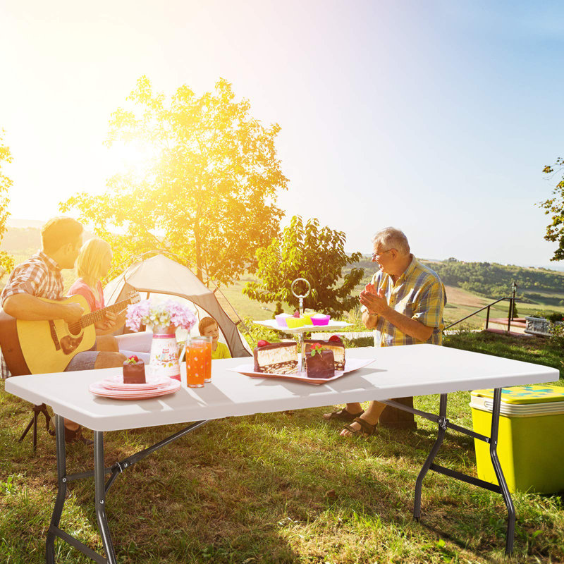 Rectangular Metal Folding Outdoor Camping Table , 180cm cm W 76cm cm D, Grey, Grey