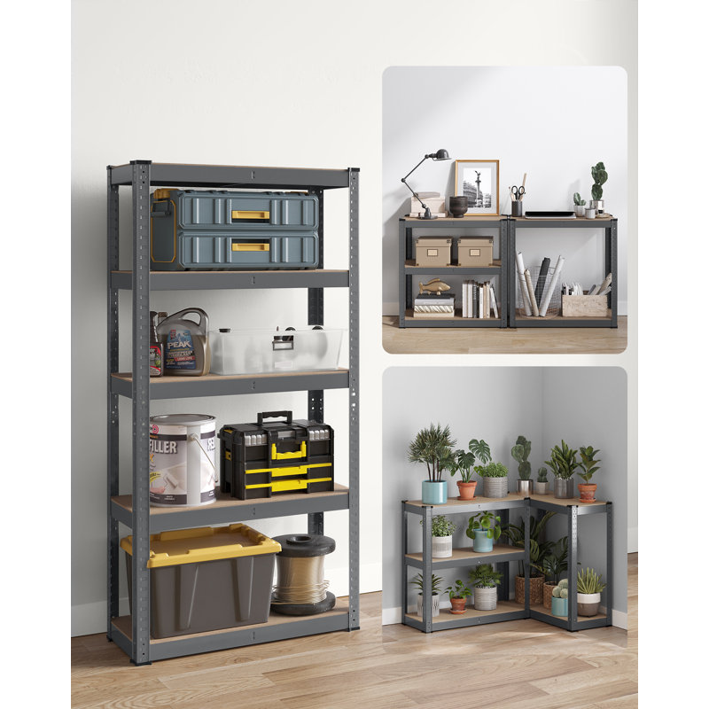 90cm W Steel Shelving Unit, Grey